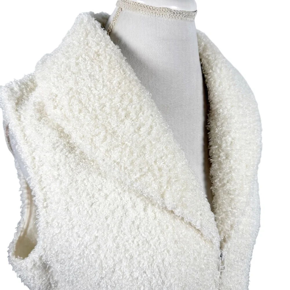 J. Jill Sherpa Vest Cream Ivory Teddy Fleece Full Zip Cozy Chic Jacket Size L